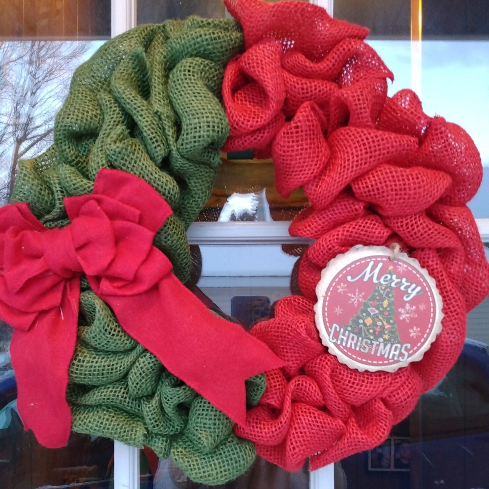 Burlap Merry Christmas wreath